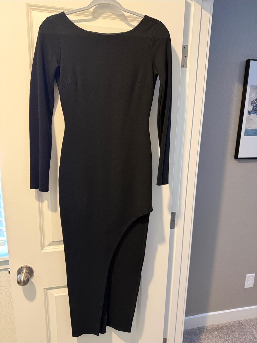Classic Black Long Sleeve Asymmetric Dress